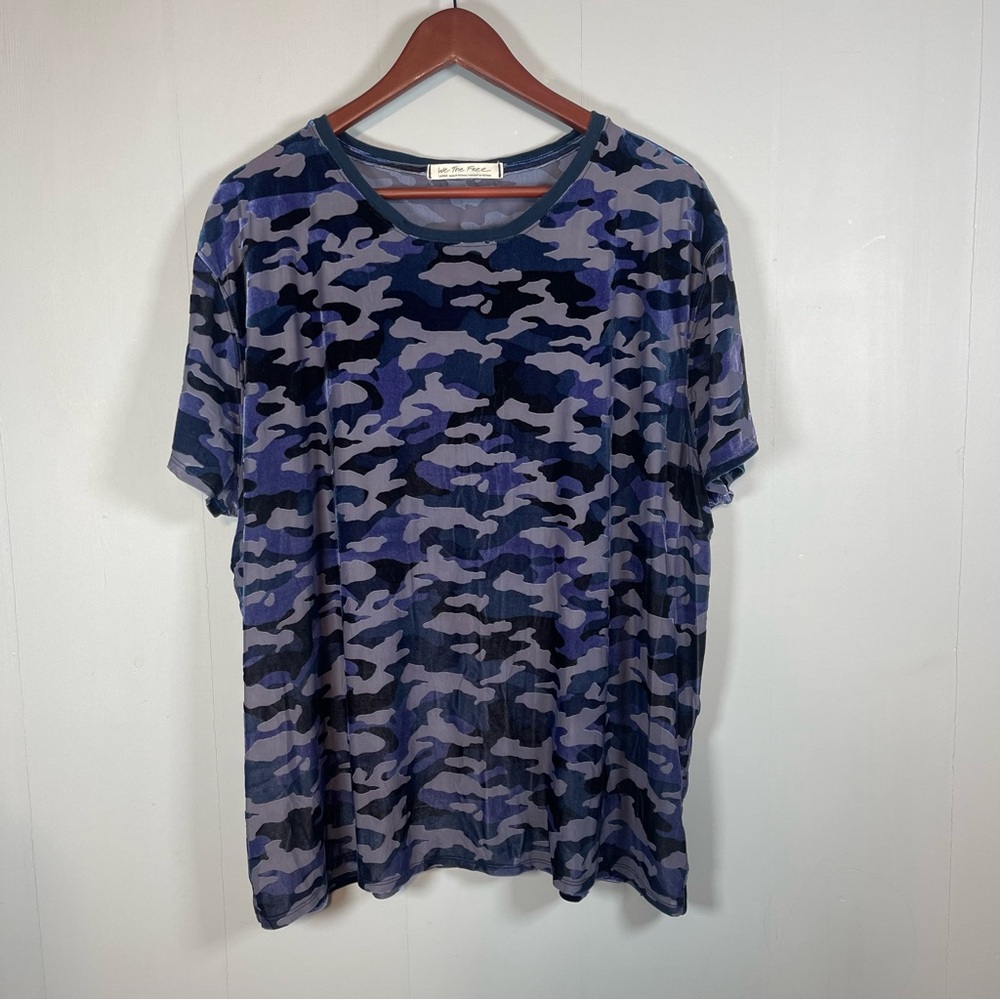 Free People We the Free Lg Velvet Burnout Camo Teddy Top Whimsigoth Fairy-Grunge